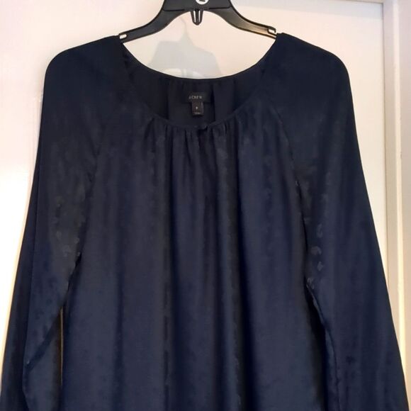 J. Crew Navy Knee Length Silk Jacquard Tonal Shift Dress Size 6 - Picture 7 of 15